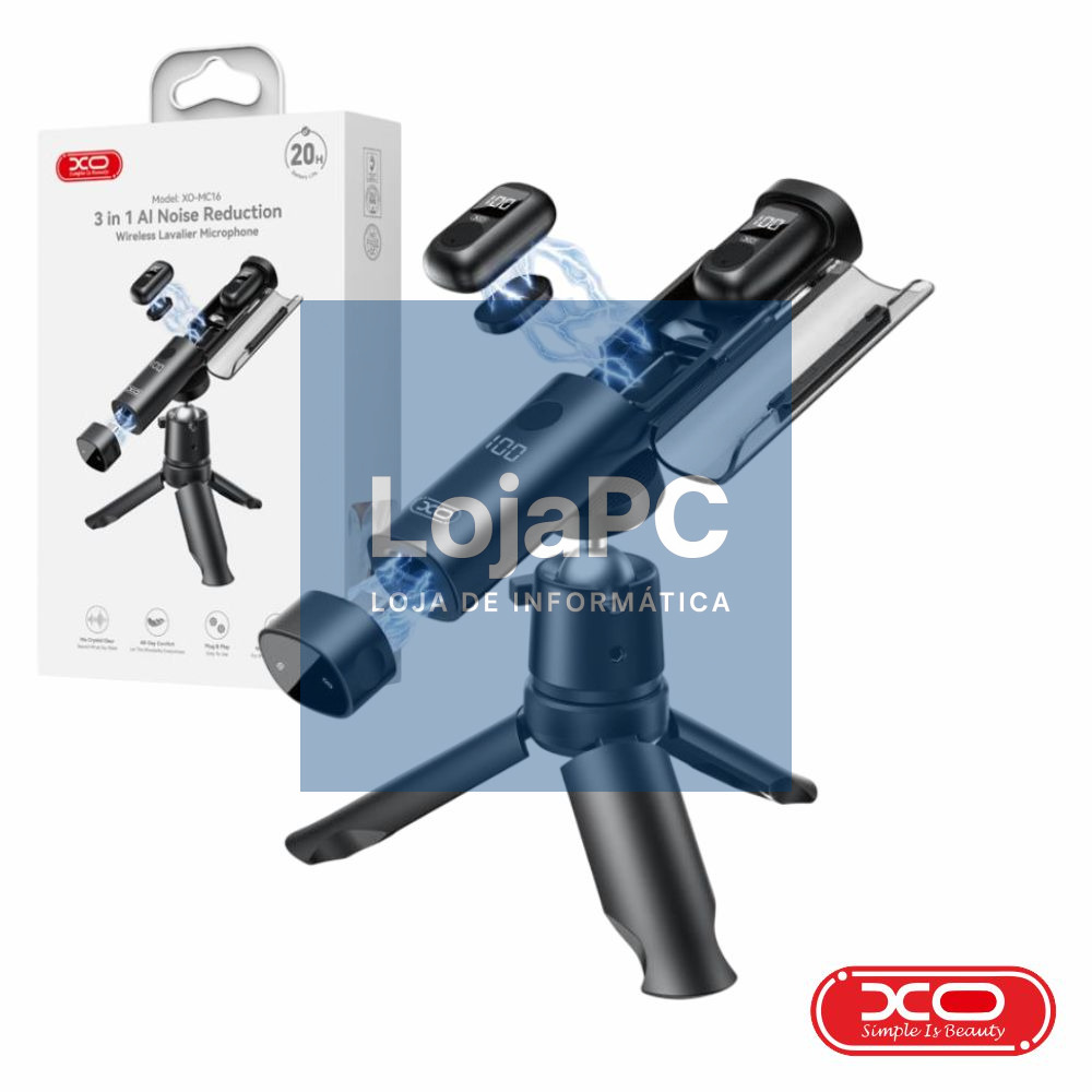 Conjunto 2x Microfones Lapela S/ Fios 4em1 IA XO