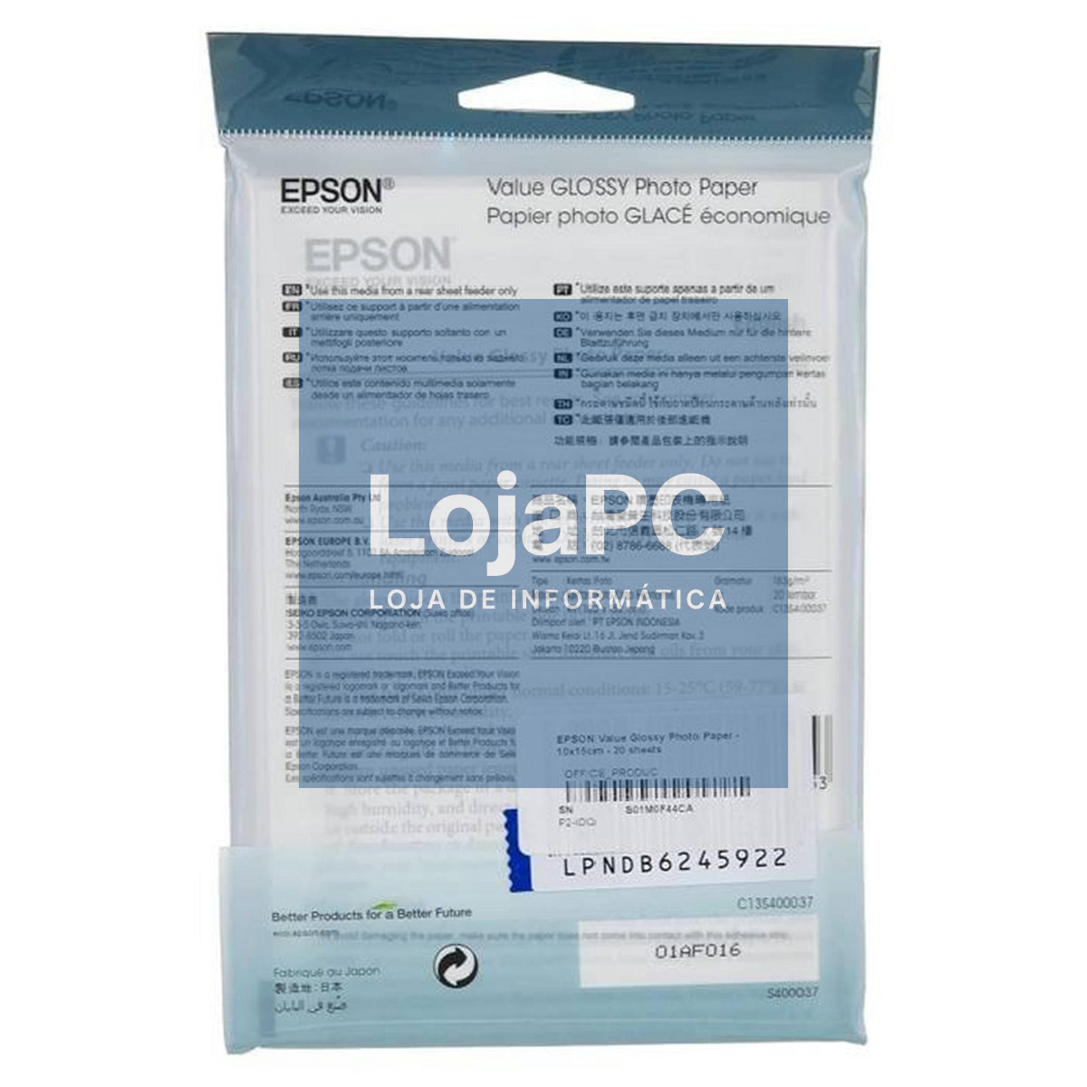 EPSON Value Photo Paper 10x15cm 20 sheets