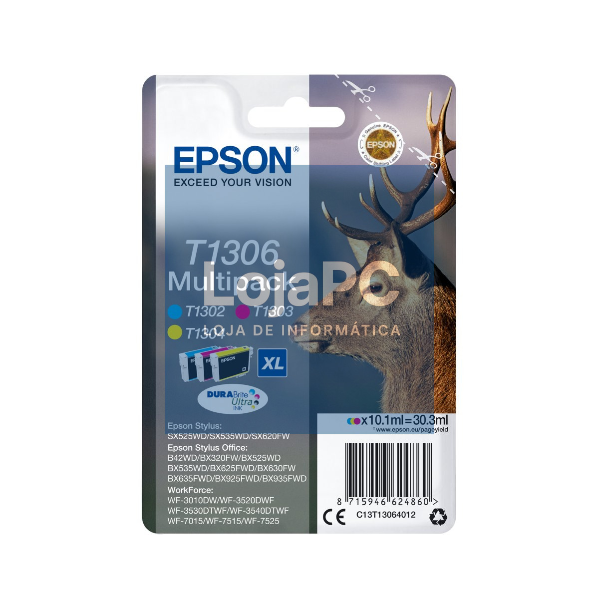 Tinteiro EPSON T1303 Magenta XL Stylus B42,BX320/5x5/625/630/9x5,SX5x5/620 & WF-3010/3520/3540/7x15