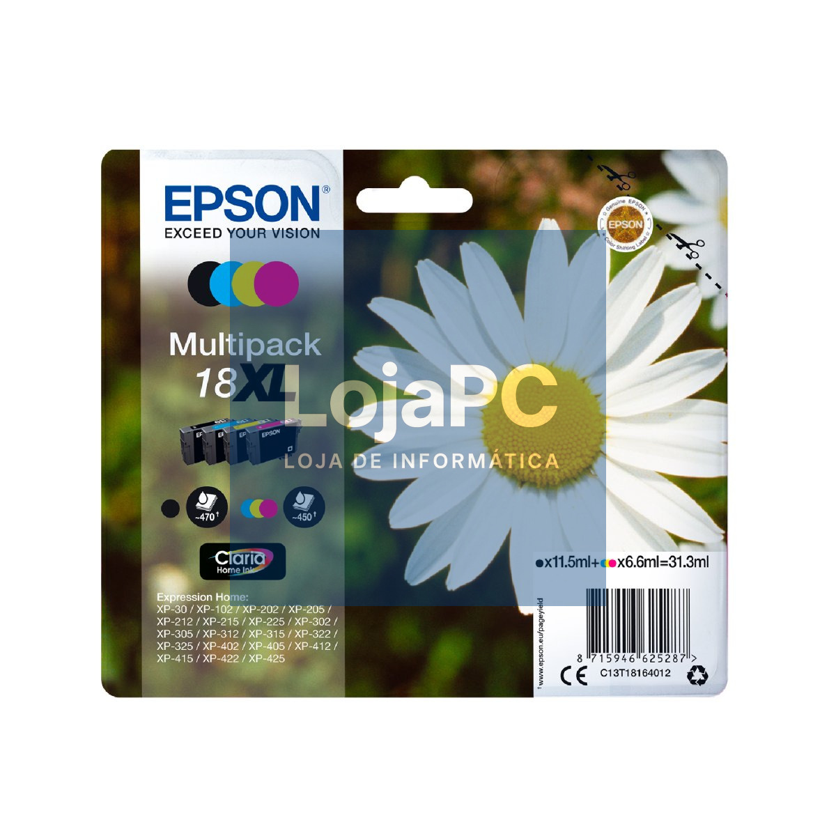 Tinteiro EPSON 18 Ciano - XP-30/x02/x05/x12/x15/x22/x25