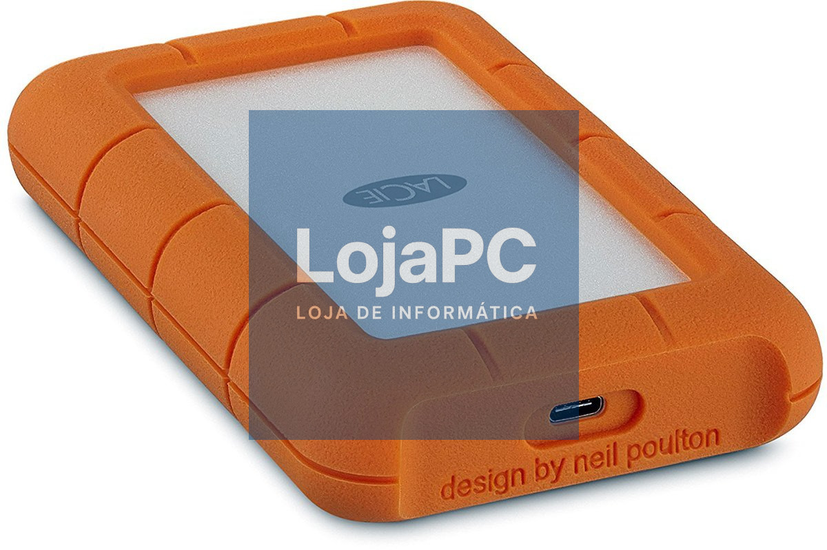 LACIE RUGGED 4TB USB-C USB3.0 Drop crush and rain-resistant for all terrain use orange