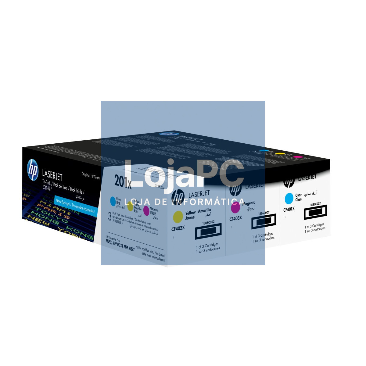 HP 201X oiginal LaserJet Toner cartridge CF253XM Cyan/Magenta/Yellow High Yield 3-pack
