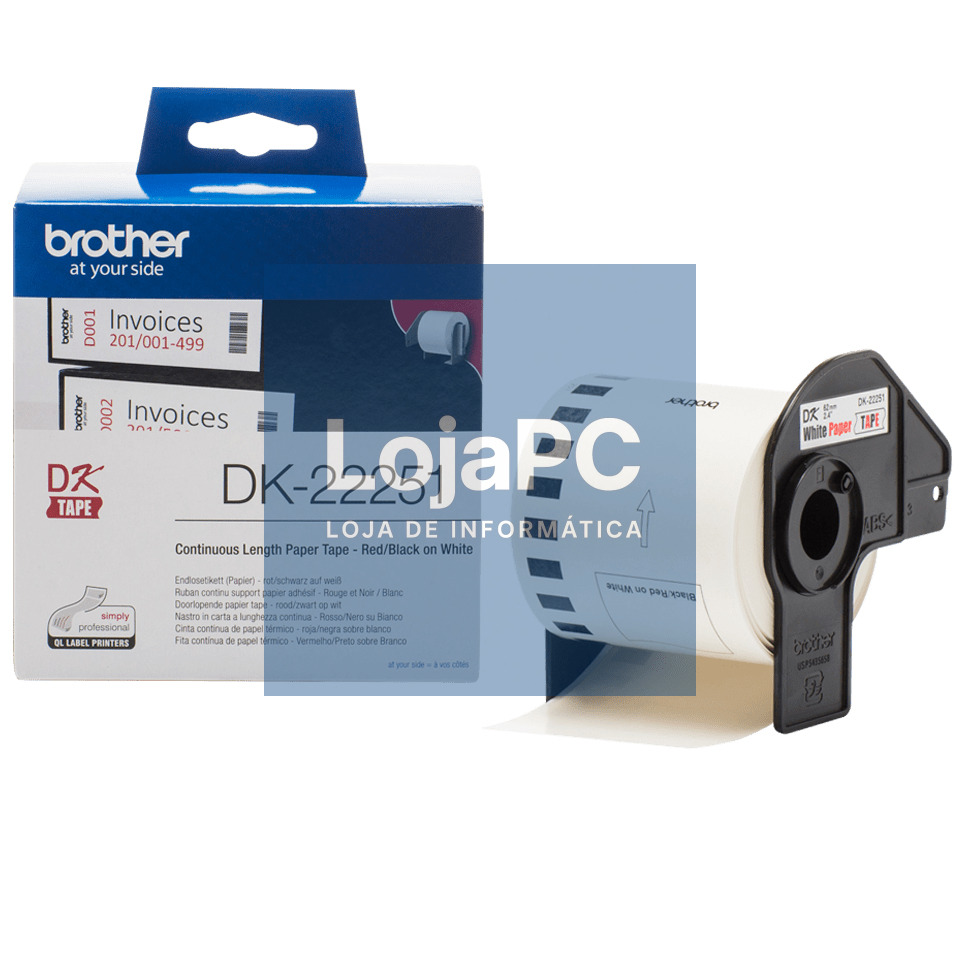 BROTHER Continuous Tape 62mm Black-Red on White 15.24m