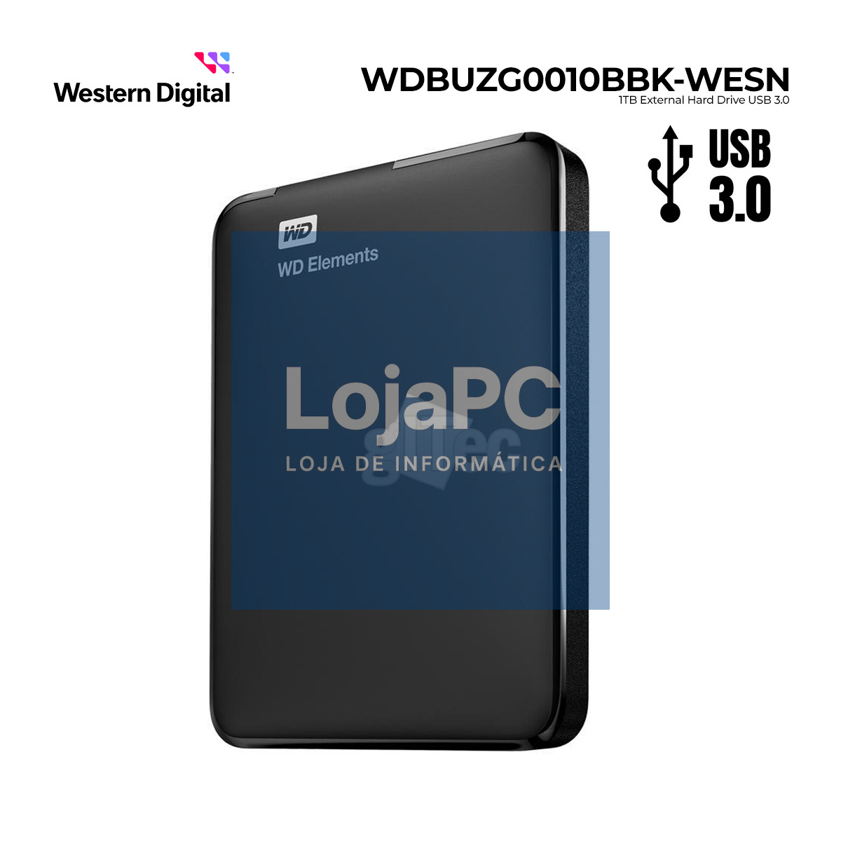 WD Elements 1TB HDD USB3.0 Portable 2.5inch RTL extern RoHS compliant Low cost black