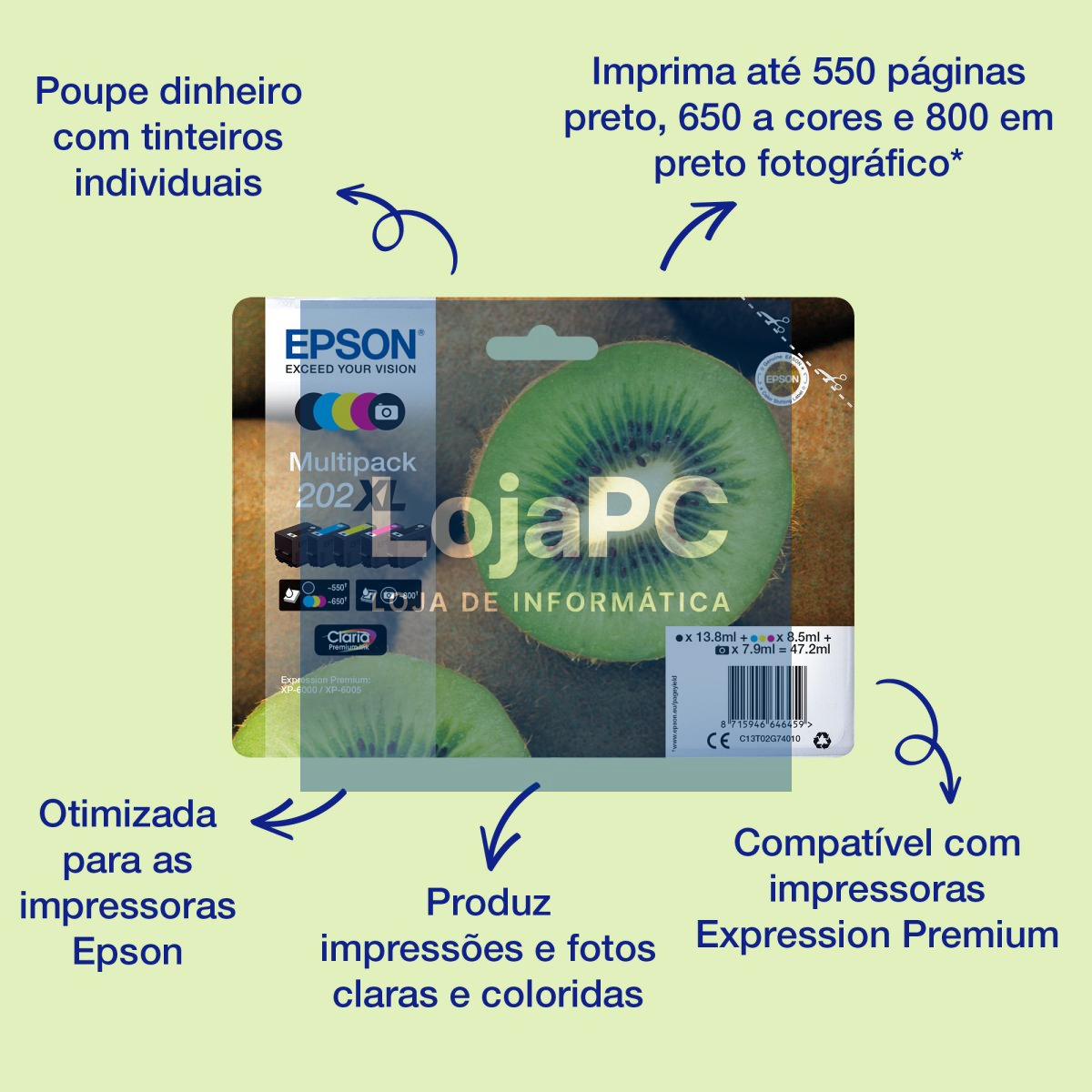 Tinteiro EPSON 202 Ciano XL - Expression Premium XP-600x/610x