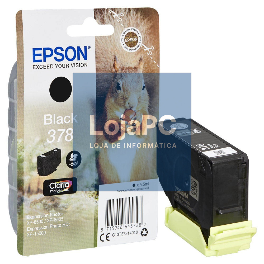 Tinteiro EPSON 378 Preto - Expression Photo XP-8500/8600/15000