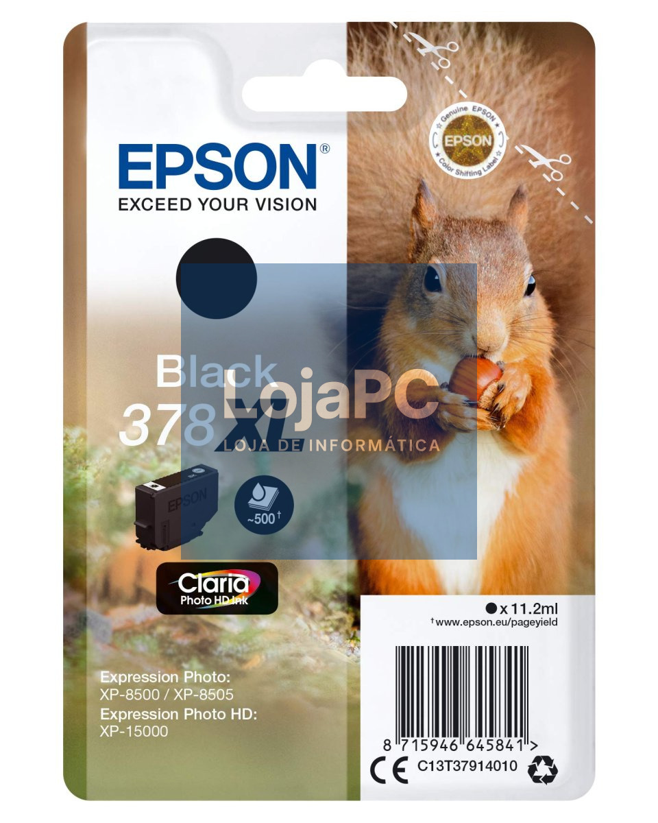 Tinteiro EPSON 378 Preto XL + Alarme RF - Expression Photo XP-8500/8600/15000