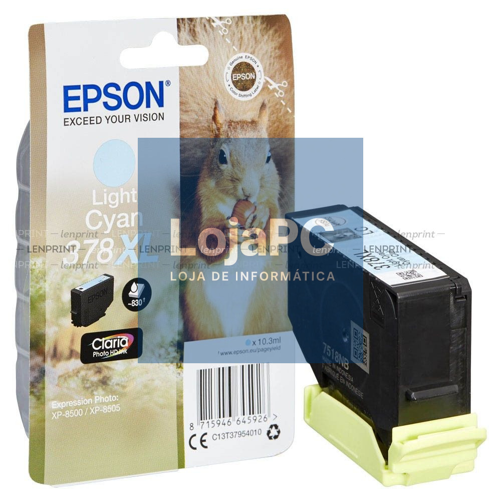 Tinteiro EPSON 378 Ciano Claro XL + Alarme RF - Expression Photo XP-8500/8600/15000