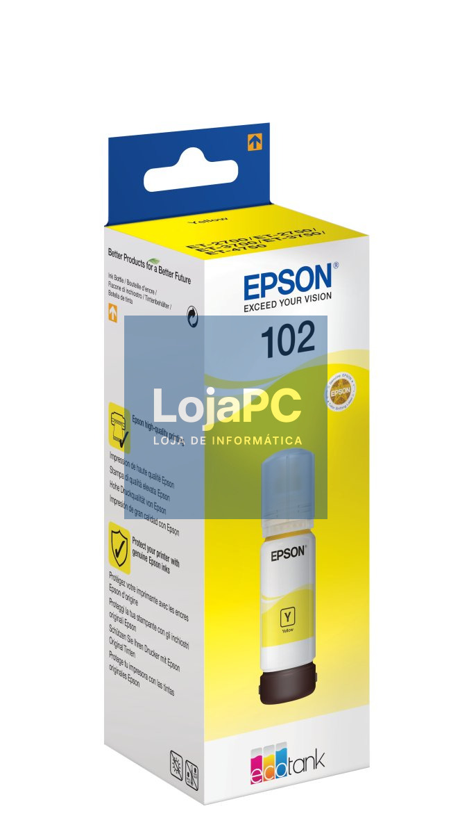 Recarga de Tinta EPSON Serie 102 Amarelo (70ml) - EcoTank 2700/2750/2751/2756/3700/3750/4750