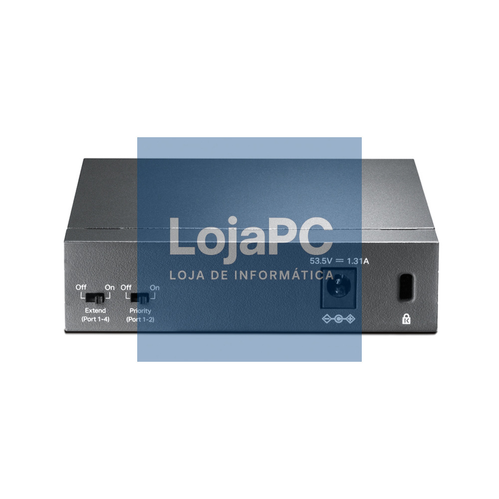 TP-LINK 5-Port 10/100Mbps Desktop Switch with 4-Port PoE 5 10/100Mbps RJ45 ports including 4 PoE ports 58W PoE Power sup. steel case