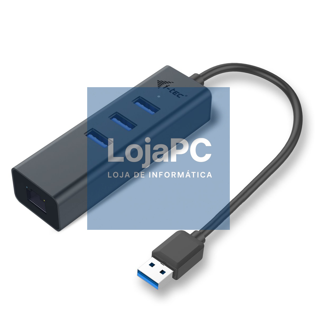 Hub i-tec USB 3.0 3 portas + Adaptador Gigabit Ethernet - Metal