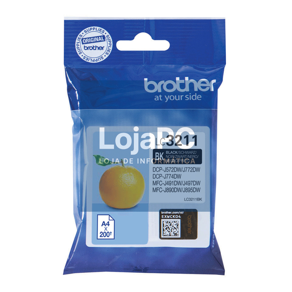 Tinteiro BROTHER LC3211BK Preto - DCPJ572, MFCJ491/497/890/895