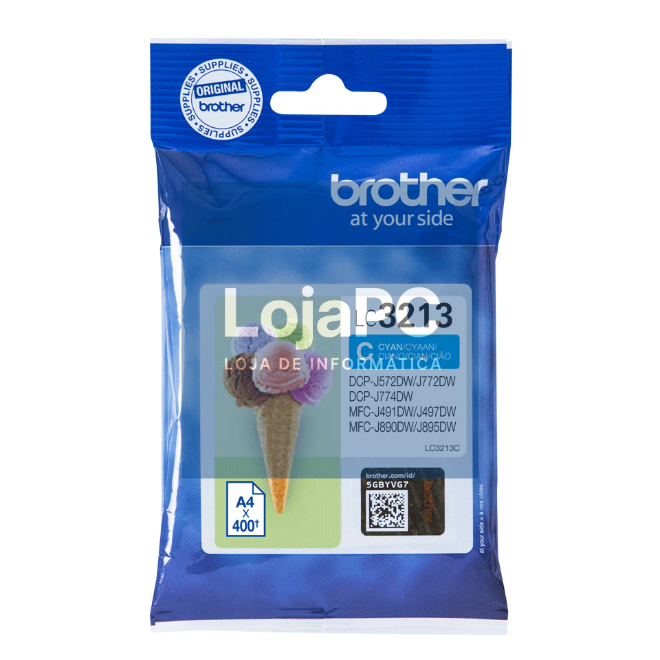 Tinteiro BROTHER LC3213C Ciano XL - DCPJ572, MFCJ491/497/890/895