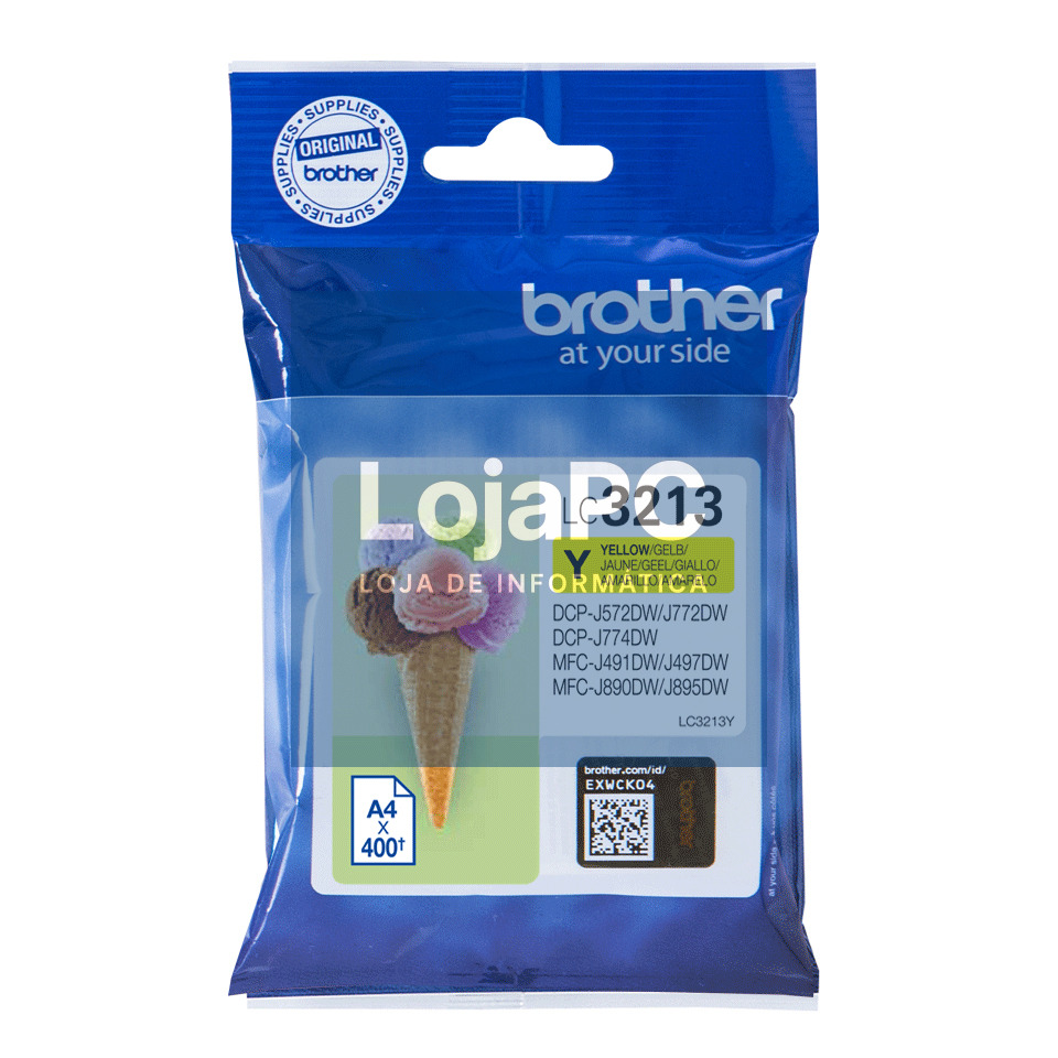 Tinteiro BROTHER LC3213Y Amarelo XL - DCPJ572, MFCJ491/497/890/895
