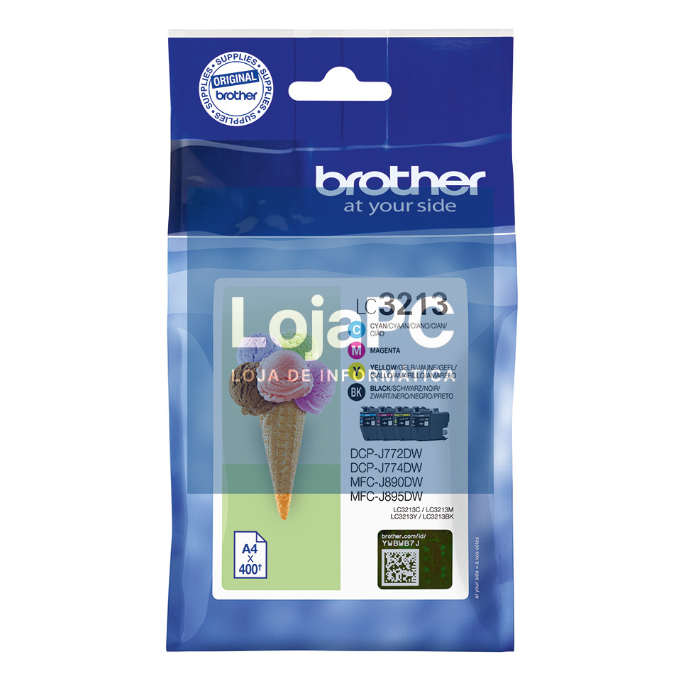 Tinteiro BROTHER LC3213VAL Pack 4 Cores XL - DCPJ572, MFCJ491/497/890/895