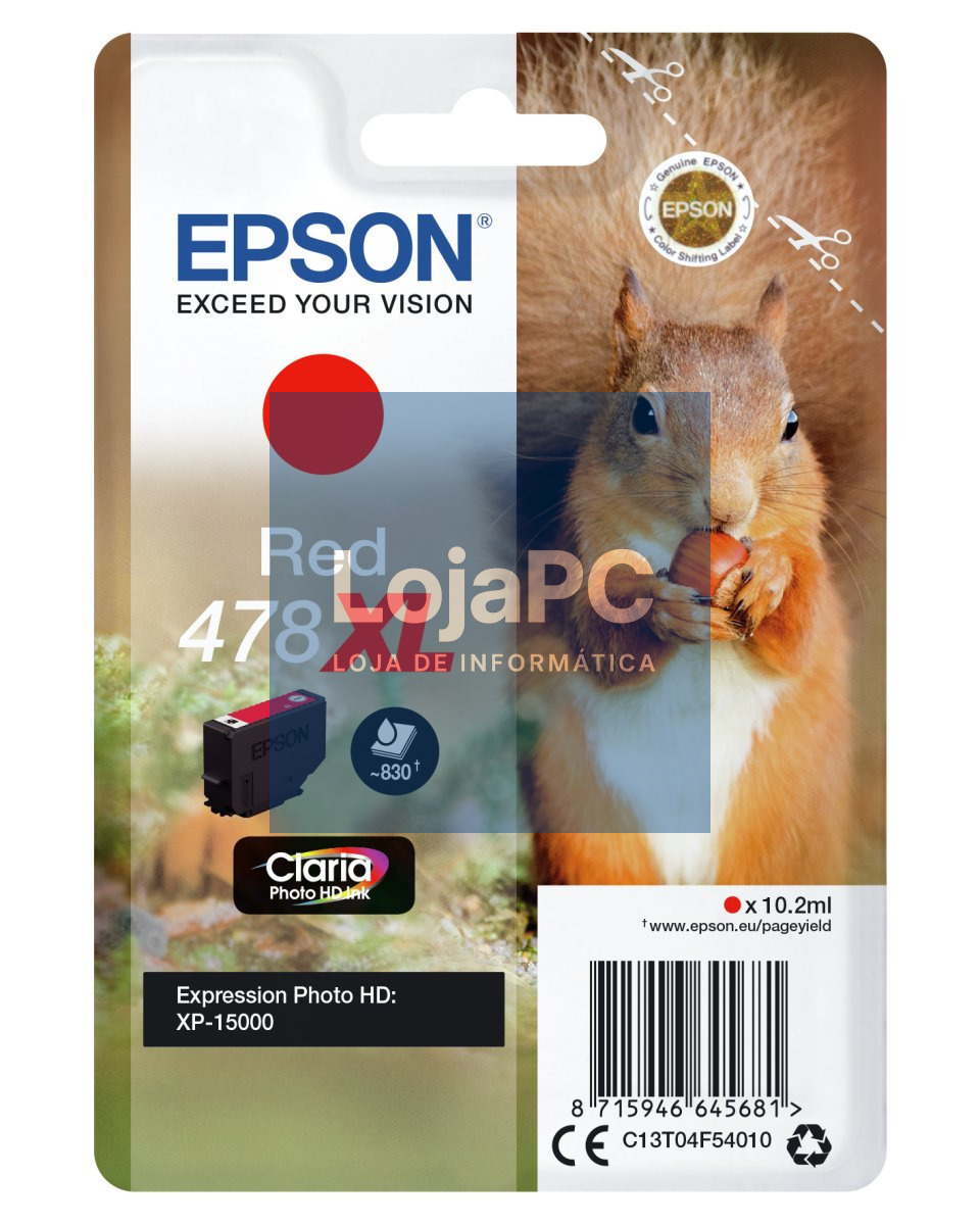 Tinteiro EPSON 478 Vermelho XL - Expression Photo HD XP-15000