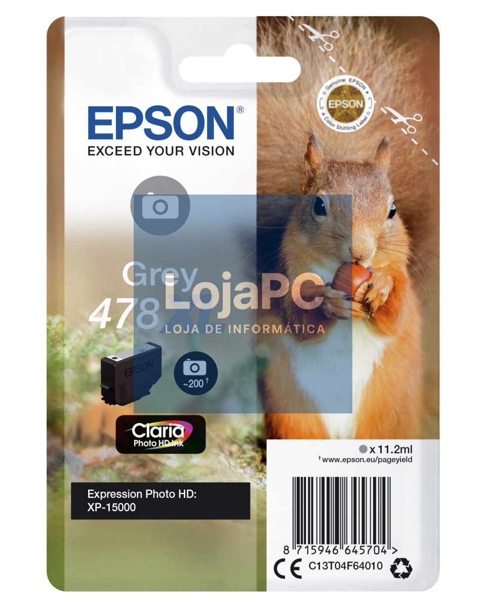 Tinteiro EPSON 478 Cinzento XL - Expression Photo HD XP-15000