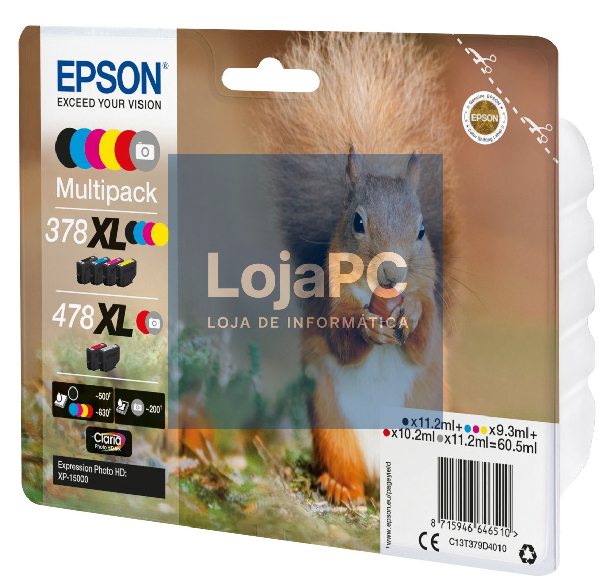 Tinteiro EPSON 378+478 Multipack 6 Cores XL - Expression Phpoto XP-15000