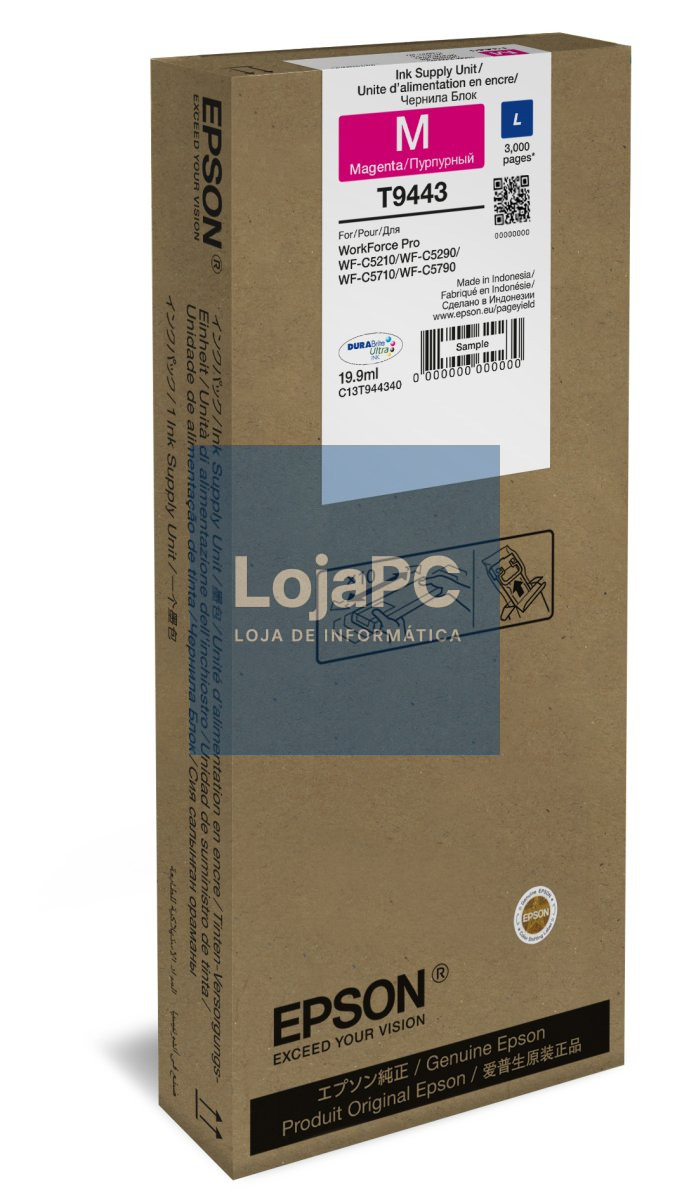 Tinteiro EPSON T9443 Magenta L - WorkForce Pro WF-C5xxx