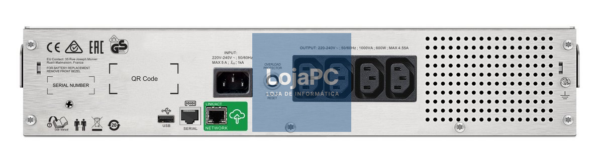 APC Smart-UPS C SMC1500I-2UC UPS Rack AC 220/230/240V 900Watt 1500VA RS-232 USB output connectors 4 2U BK with APC SmartConnect
