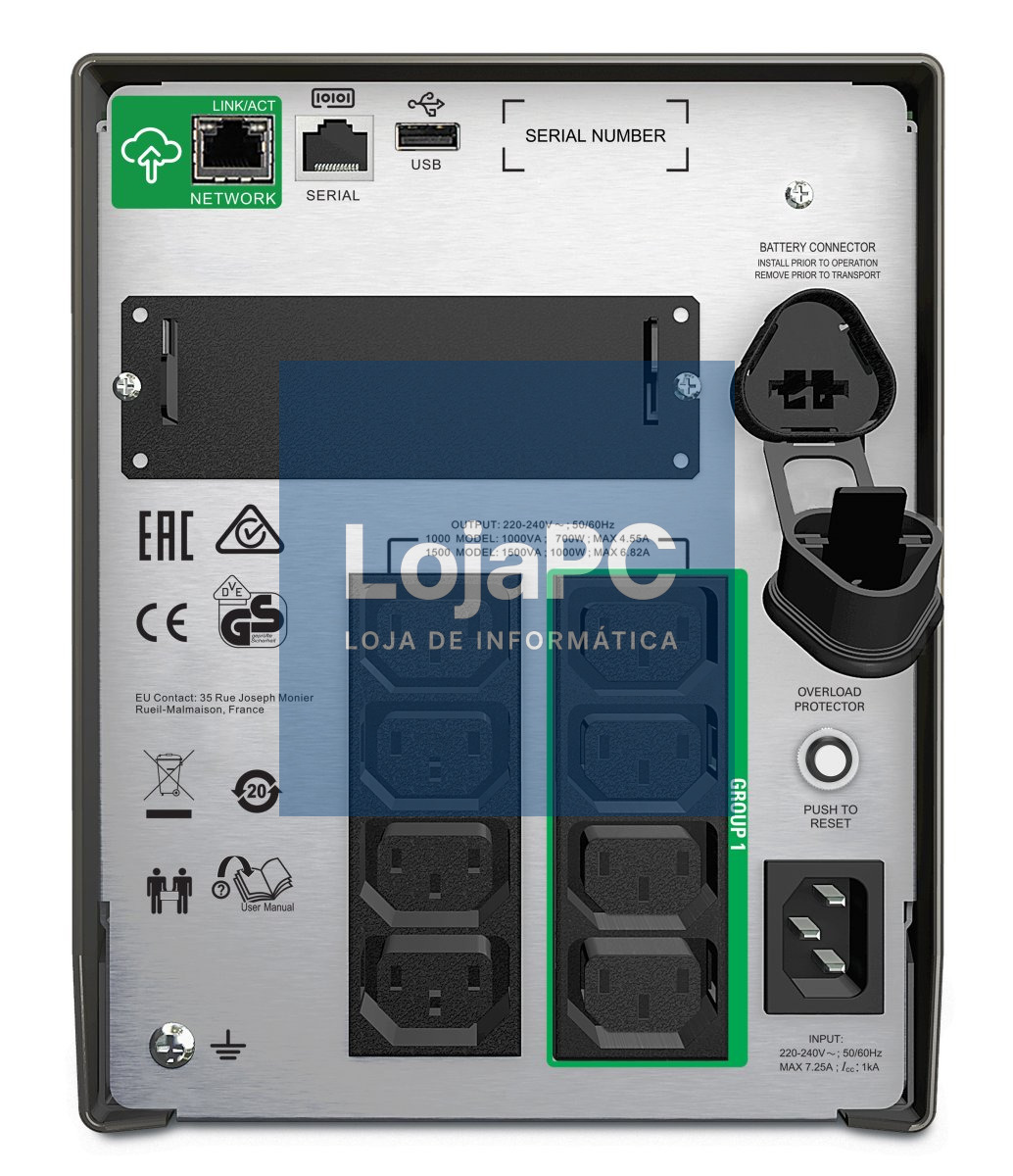 APC Smart-UPS SMT1000IC UPS AC 220/230/240V 700Watt 1000VA RS-232 USB output connectors 8 Black with APC SmartConnect