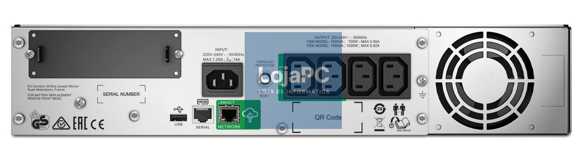 APC Smart-UPS 1000VA LCD RM UPS Rack AC 220/230/240V 700Watt 1000VA Ethernet 10/100 RS-232 USB oc 4 2U BK with APC SmartConnect