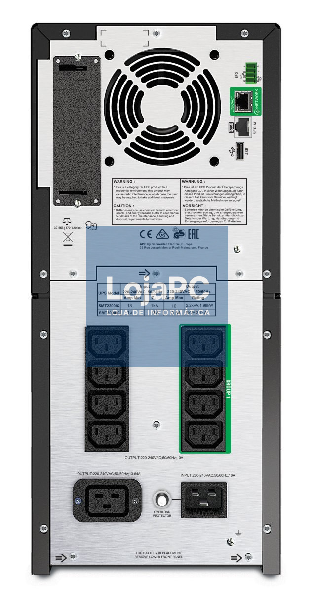 APC Smart-UPS SMT2200IC UPS AC 220/230/240V 1980Watt 2200VA lead acid RS-232 USB output connectors 9 Black with APC SmartConnect