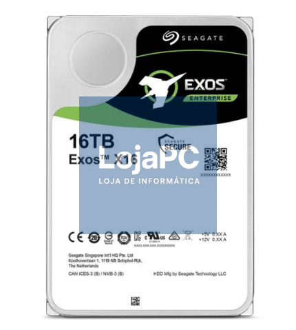 SEAGATE EXOS X16 SATA 16TB Helium 7200rpm 256MB cache 512e/4kn Fast Format BLK