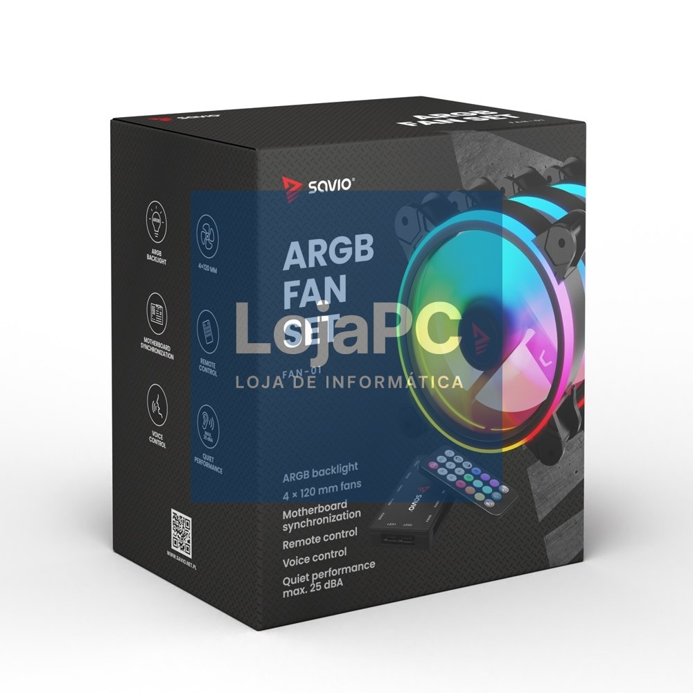 KIT 4 SAVIO PC FANS WITH REMOTE CONTROL