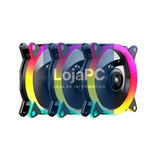 KIT 3XVENTILADORES UNYKACH RING LED ARGB 120MM  51801