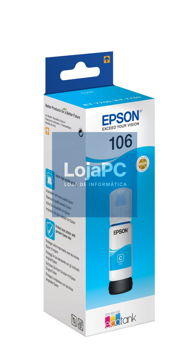 Recarga de Tinta EPSON Serie 106 Ciano (70ml) - EcoTank 7700/7750