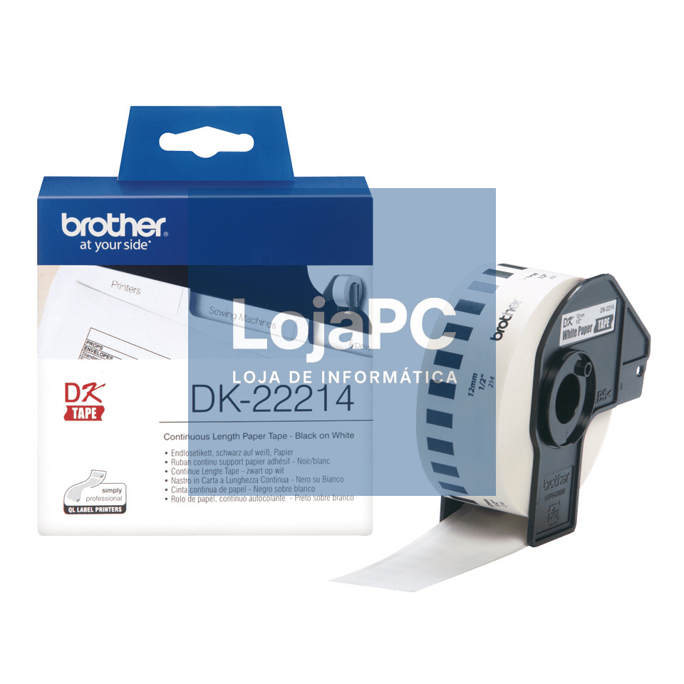 BROTHER DK22214 Brother szalagcimke 12mm, feher