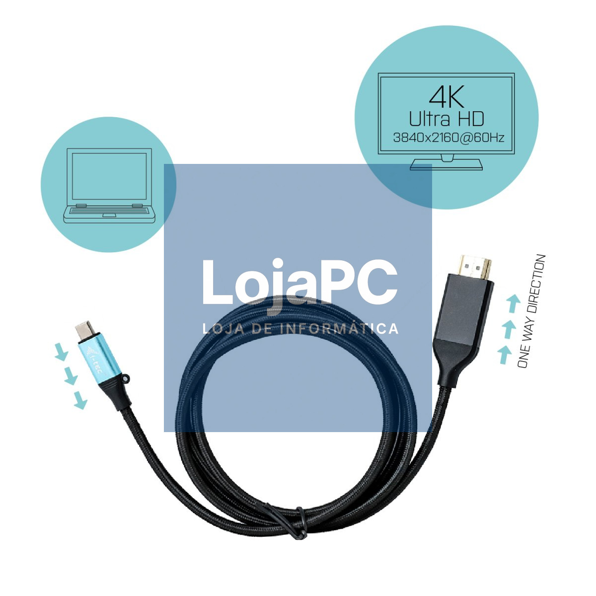I-TEC USB C HDMI Cable Adapter 4K 60 Hz 200cm compatible with Thunderbolt 3