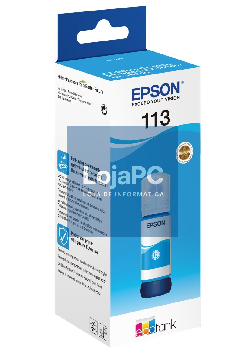 EPSON 6LB 113 EcoTank Pigment Cyan ink bottle
