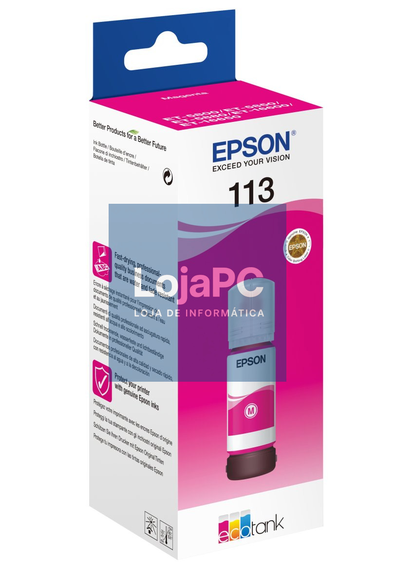 EPSON 2LB 113 EcoTank Pigment Magenta ink bottle