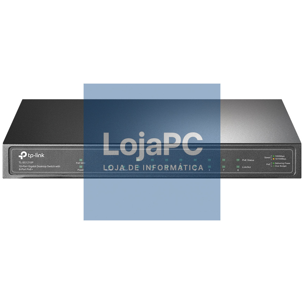 TP-LINK 10-Port Gigabit PoE+ Switch 8 Gigabit PoE+ Ports 1 Gigabit RJ45 Ports and 1 Gigabit SFP Slots 802.3at/af 63W PoE Power