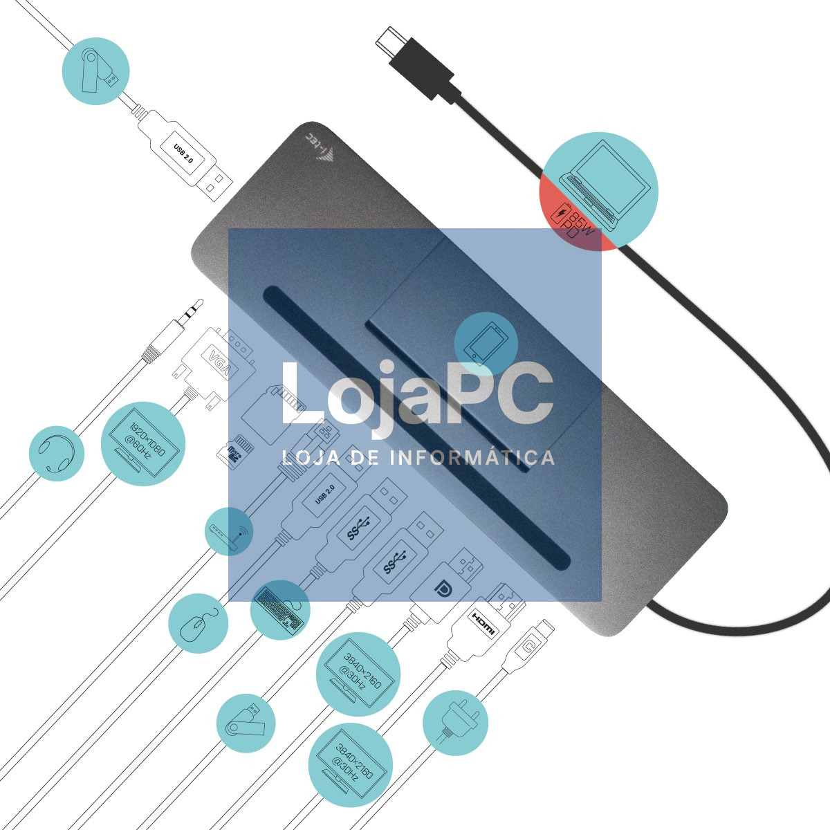 I-TEC USB-C Metal 4K 3xDisplayDS 1xHDMI 1xVGA 1xDP 1xSD+1x microSD 1xGLAN 1x3.5mm Audio 2xUSB 3.0 2xUSB 2.0 1xUSB-C,No Power Supply