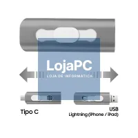 USB Pen Drive x64 GB COOL (3 in 1) Lightning / Type-C / USB Gray — imagem 3