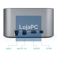 Tooq TQDS-805G Dock Station Duplo Baía HDD Cinzento — imagem 3