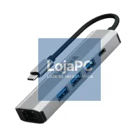iggual Hub tipo C 5 portas 3xUSB + RJ45 + tipo C — imagem 1