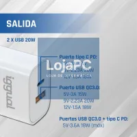 iggual Carregador duplo USB QC3.0 + tipo C PD 20W — imagem 3
