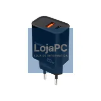 Nanocable Carregador USB-C/PD+USB-A/QC 20W Preto — imagem 3