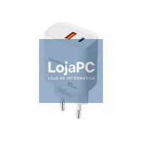 Nanocable Carregador USB-C/PD+USB-A/QC 30W Branco — imagem 1