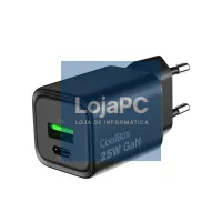 COOLBOX Carregador Gan 25W USB-A/USB-C Parede Preto — imagem 1