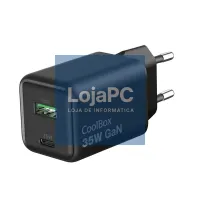 COOLBOX Carregador Gan 35W USB-A/USB-C Parede Preto — imagem 1