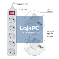 EWENT EW3955 Extensão 5 Tomadas / 1 interruptor 1.5m — imagem 5