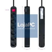 Nanocable Extensão 6 tomadas com interruptor Preto — imagem 2