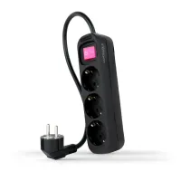 Nanocable Extensão 3 Tomadas Interruptor Preto — imagem 1