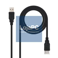 Nanocable Cabo USB 2.0, tipo A/M-A/H, Preto, 3m — imagem 1