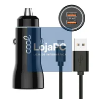 Car Charger MicroUsb Cable (2 x Usb) COOL 2.4A Kit 2 in 1 Black — imagem 1